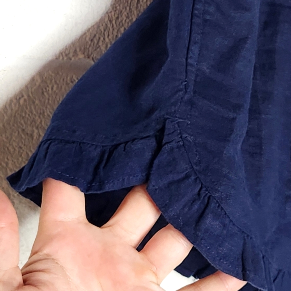 Crown & Ivy Navy Ruffle-Hem Shorts - Picture 2 of 4